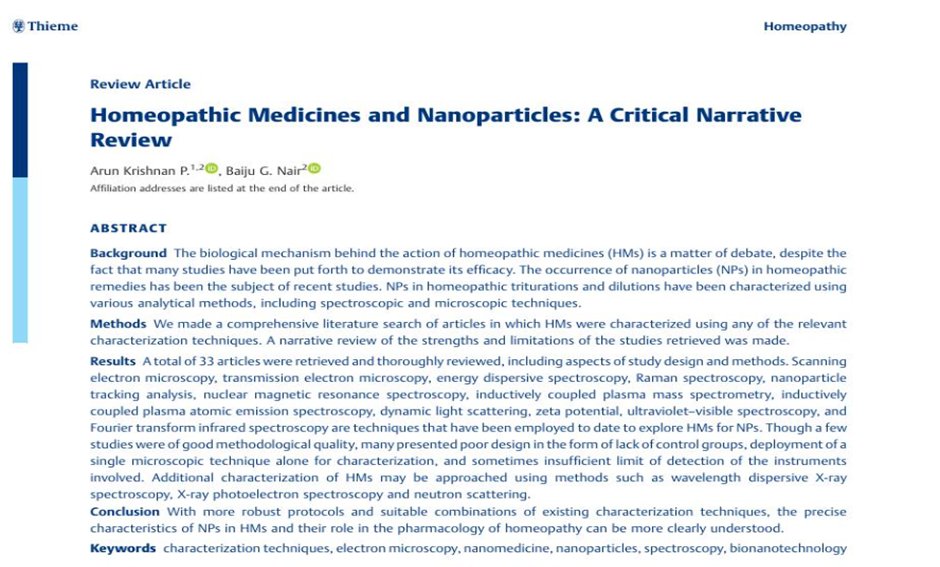 nhrimh's tweet photo. Latest Research Highlights from Nhrimh Kottayam

1.Managing Intervertebral Disc Bulge with  Sciatica: A case report showing how homeopathy helped  a patient with intervertebral disc bulge and sciatica.
 By Dr Sivakumar Kothapalli, Dr Raji RC, Dr Rahitha K

2. Homeopathic Medicines and Nanoparticles: A review explaining how modern research is exploring the presence of ultra-small particles in homeopathic remedies.
By Dr  Arun Krishnan P, Dr Baiju G. Nair.

For reading the publications of Nhrimh Kottayam visit:
https://t.co/X6zTCAP6Z5

Tip: For better reading experience, please switch to Desktop View.
Let’s explore how evidence-based Homoeopathy is contributing to patient care and long-term wellbeing.