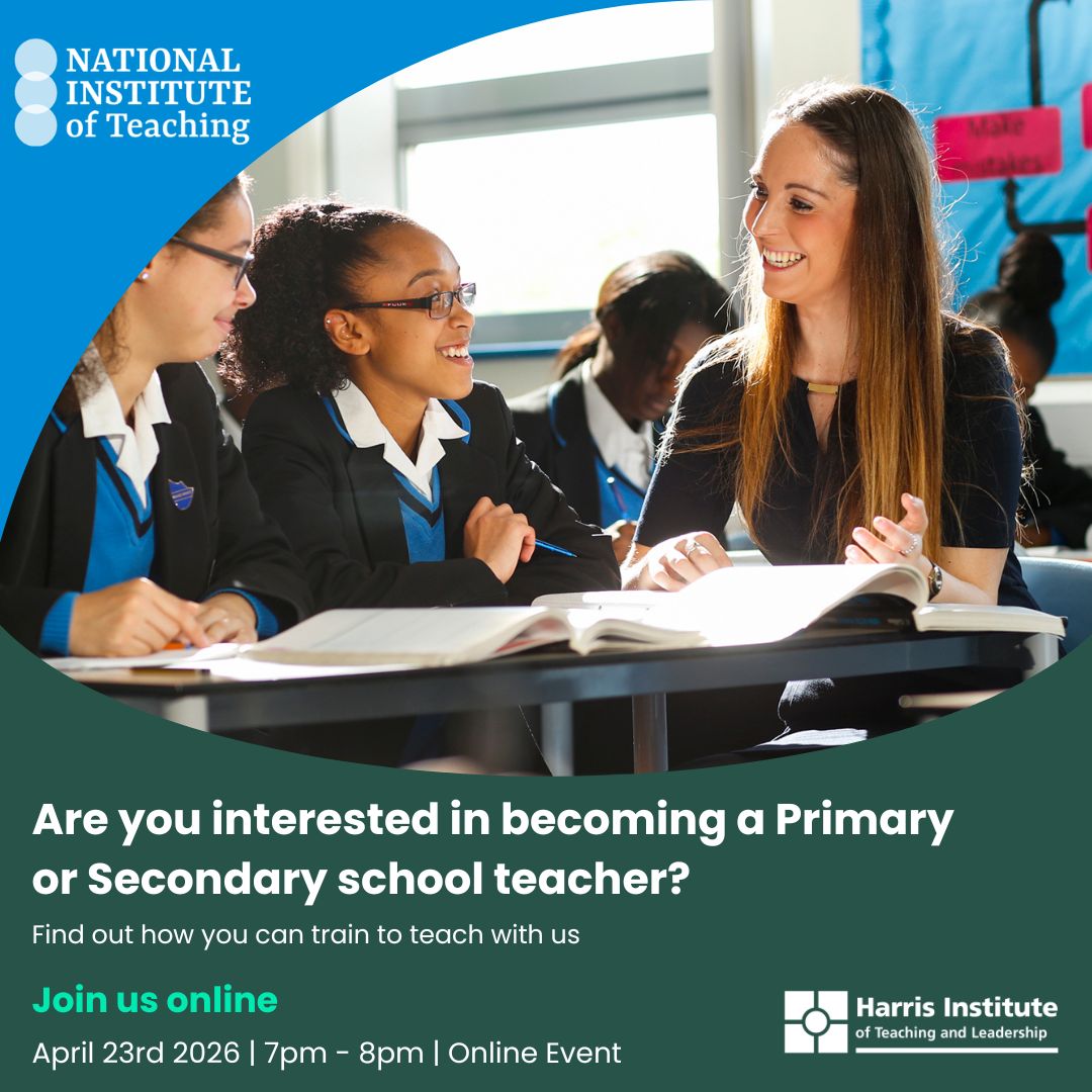 NIoT_ESL_ITE's tweet image. Get into teaching with the National Institute of Teaching 🧑‍🏫

Join our online event
📅 Thurs 23 April | ⏰ 7–8pm

Meet our tutor team, explore our ITT programmes, and get your questions answered.

🔗 orlo.uk/v8FHL

#TrainToTeach #GetIntoTeaching