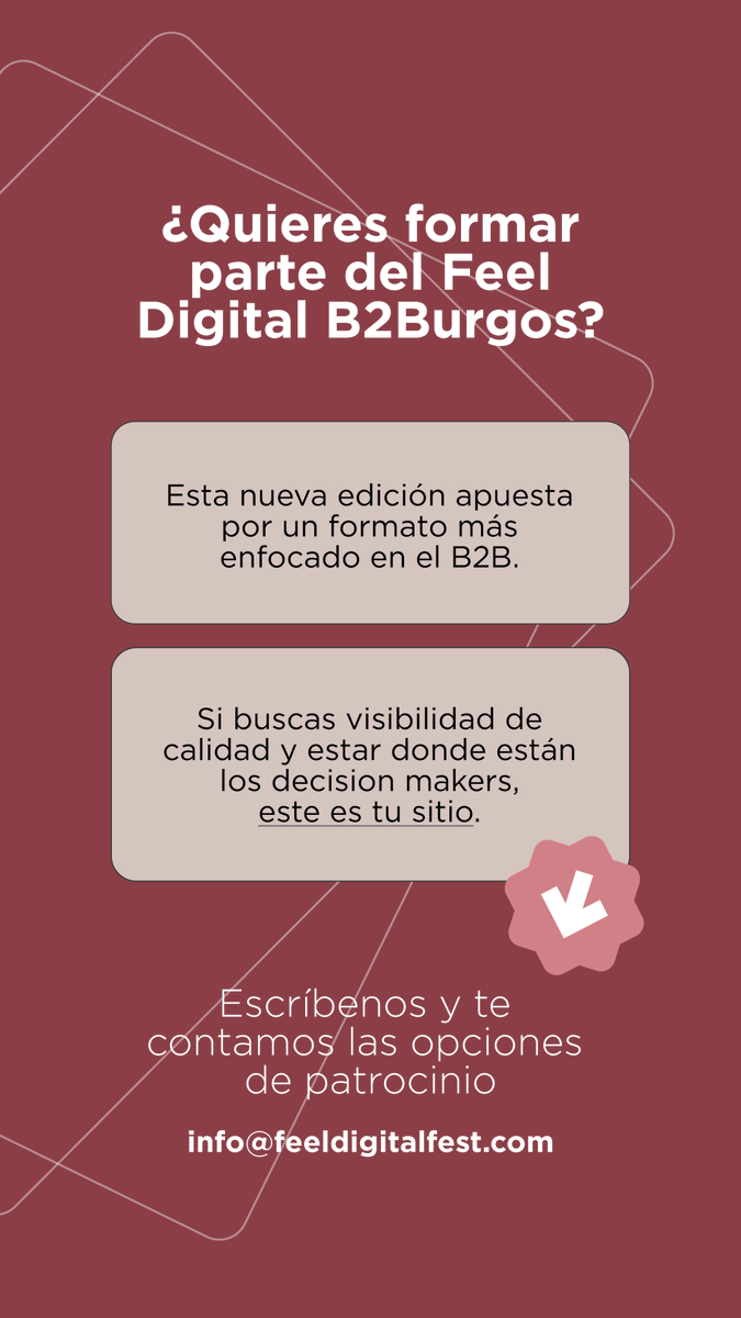FeelDigitalFest's tweet photo. ¿Quieres formar parte del Feel Digital Fest?

Esta edición apostamos por un formato más enfocado a B2B.

Escríbenos y te informamos.
https://t.co/UTIRMSZ1vn https://t.co/z6qgmYkWMQ