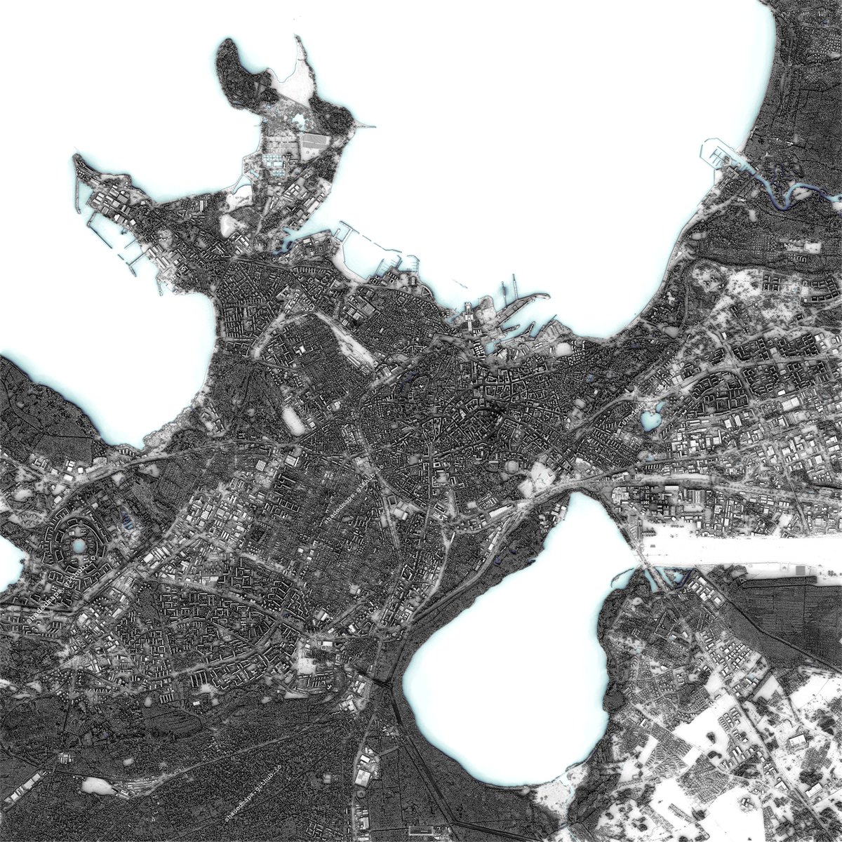 ShadedMaps's tweet image. A very detailed shaded map of Tallinn, Estonia. The full map is 26000 x 26000 pixels with 0.5 m resolution and is available at shadedmaps.github.io
Data source: geoportaal.maaamet.ee [Republic of Estonia Land and Spatial Development Board].
#gischat #dataviz #lidar #maps