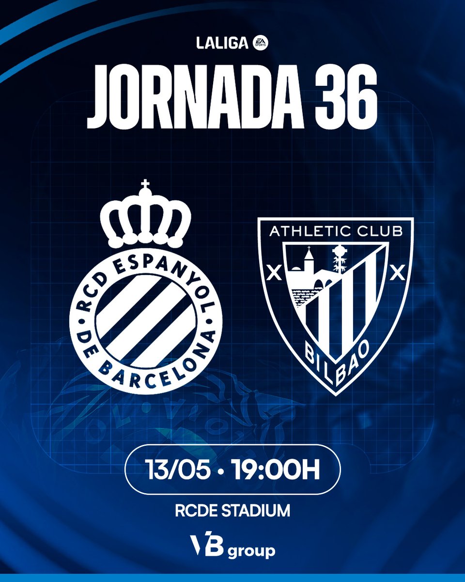 RCDEspanyol's tweet image. ✅ HORARI CONFIRMAT

𝐉𝐎𝐑𝐍𝐀𝐃𝐀 𝟑𝟔 (jornada intersetmanal)
🆚 @AthleticClub 
🗓️ Dimecres 13/05
🕛 19h
🏟️ @rcde_stadium 
#RCDE