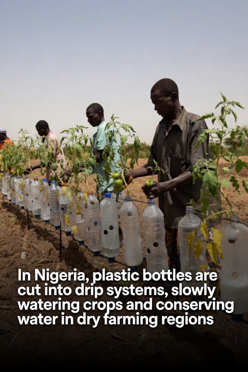 SmartAscif's tweet photo. 🌱 Turning plastic waste into water security in Nigeria

Farmers are using bottles for drip irrigation; saving water, boosting yields &amp; building climate resilience.

A simple, scalable circular solution.

#CircularEconomy #ClimateResilience #ASCIF https://t.co/oBYo52uEnW