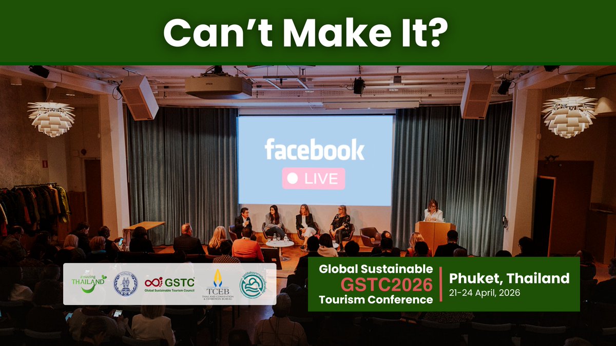 GSTC_'s tweet image. Can't join us in Phuket? No worries! Catch up on our Facebook page's livestream on April 22nd and 23rd, Day 1 and Day 2 of our Global Conference! facebook.com/GlobalSustaina…

#GSTC2026 #GlobalConference #Phuket #Sustainability