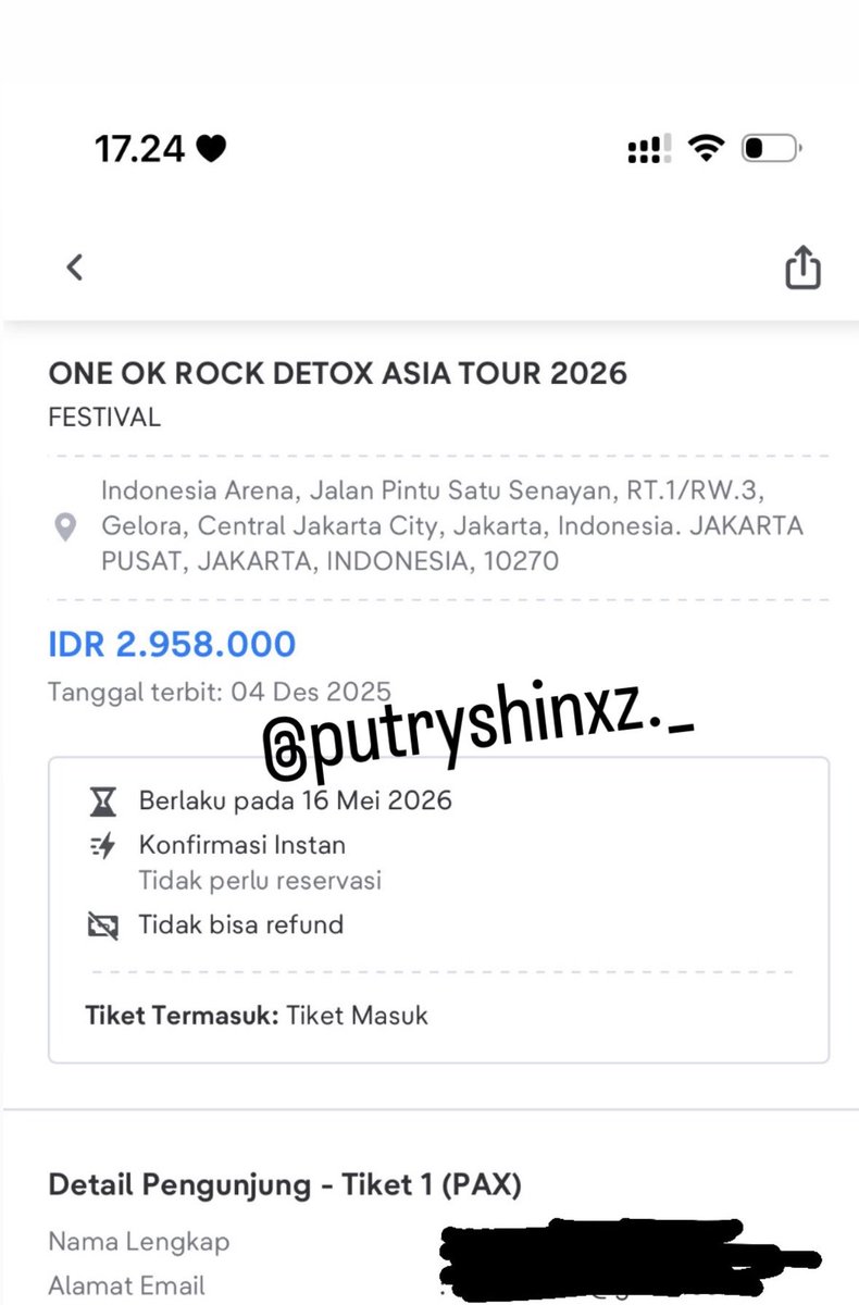 WTS tiket One Ok Rock Detox Asia Tour in Jakarta
1 Festival
Jual underprice 2.7 masih bisa nego jgn keterlaluan😭🙏🏻 harga asli 2.9jt

#wtstiket #oorinjakarta