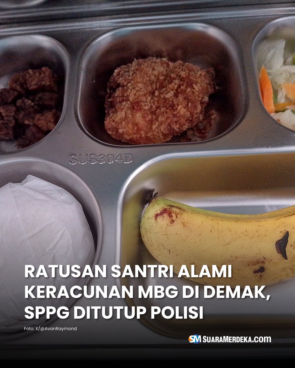 suaramerdeka's tweet image. Ratusan santri keracunan setelah menyantap program MBG di Kabupaten Demak, Jawa Tengah. Kasus keracunan MBG Demak ini membuat banyak korban harus mendapatkan penanganan medis di sejumlah fasilitas kesehatan.

#suaramerdeka #santri #keracunan #mbg #demak #sppg