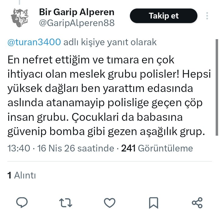KOLLUK KUVVETLERİNİN GENELİNE YÖNELİK OLARAK SOSYAL MEDYA HESAPLARI ÜZERİNDEN BU ŞEKİLDE YAPILAN HAKARET VE AŞAĞILAYICI SÖZ VE DAVRANIŞLARA KARŞI, KOLLUK-DER OLARAK HUKUK EKİBİMİZ VE AVUKATLARIMIZ TARAFINDAN GEREKLİ TÜM BAŞVURULAR BUGÜN İTİBARIYLA YAPILACAKTIR.
HİÇ KİMSE KOLLUK