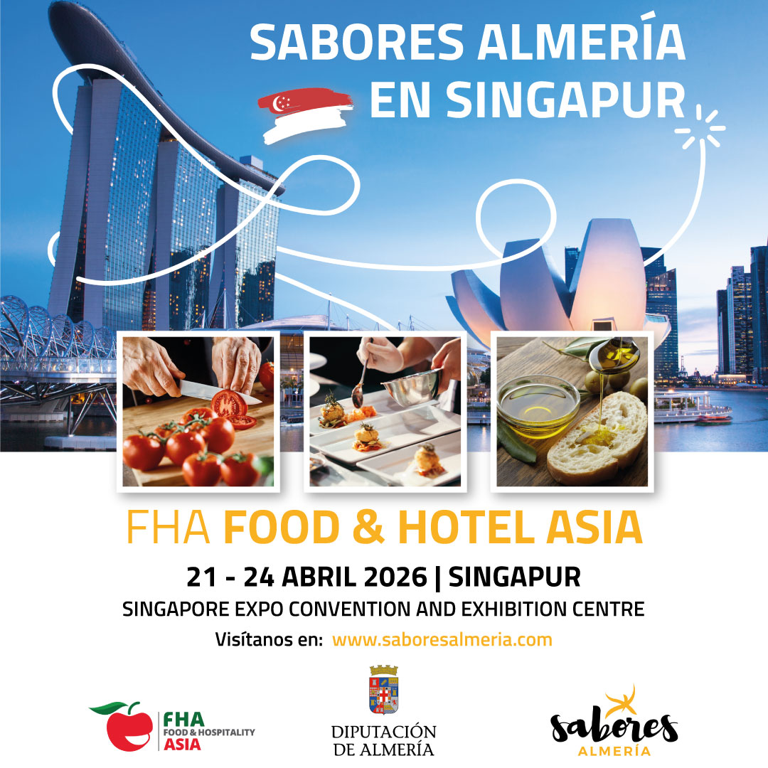 🌍🍅 <a href="/saboresalmeria/">SaboresAlmería</a>  llega a #Singapur 🇸🇬

📅 21–24 abril 2026

📍 FHA Food &amp; Hotel Asia

Un paso más en la internacionalización de nuestros productos, llevando calidad, innovación y sabor al mercado asiático.

🔗 saboresalmeria.com

#SaboresAlmería #FHA2026  #Singapur
