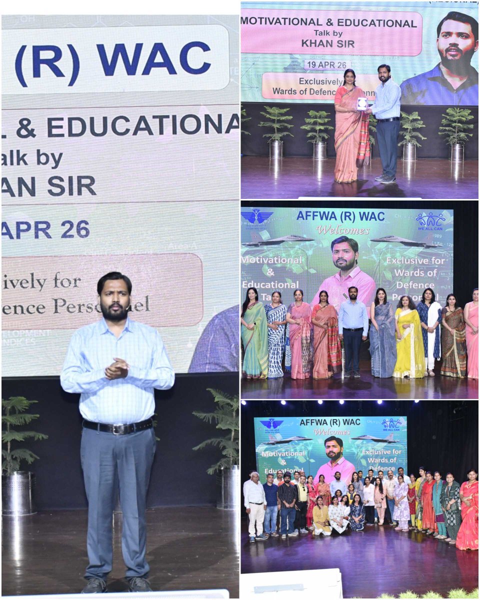 kgs_live's tweet photo. Khan Sir recently visited Air Force Families Welfare (Regional), WAC, for a special Motivational &amp; Educational Session. 🇮🇳
Interacting with the wards of Defence Personnel, he shared valuable insights, practical strategies, and the right mindset needed to achieve their goals. https://t.co/u97qL6jRAB