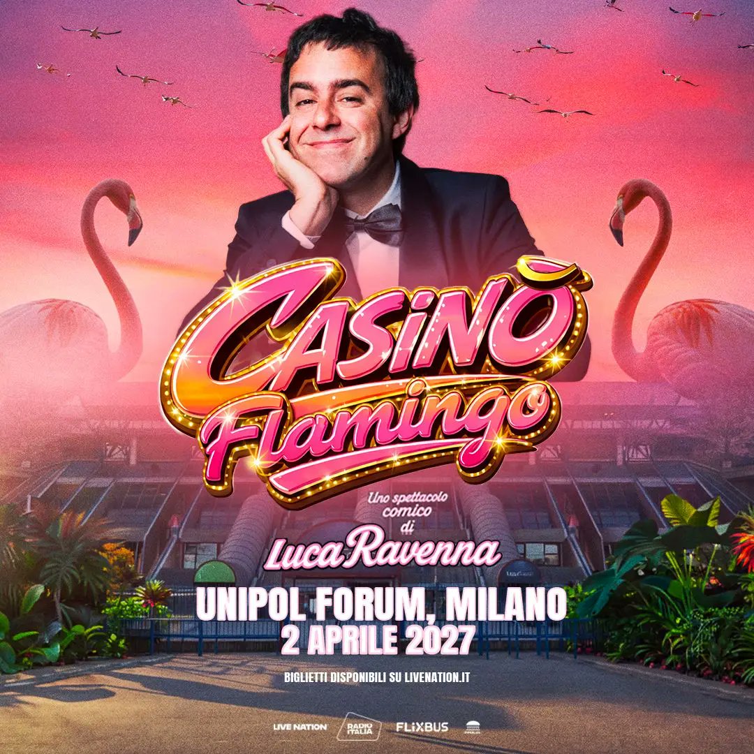 megamodo's tweet image. Luca Ravenna porta Casino Flamingo all'Unipol Forum e annuncia il tour mondiale 2026: nuovo spettacolo in arrivo per l'artista. #LucaRavenna #CasinoFlamingo #UnipolForum #Tour2026 #comedy
👉 megamodo.com/luca-ravenna-c…