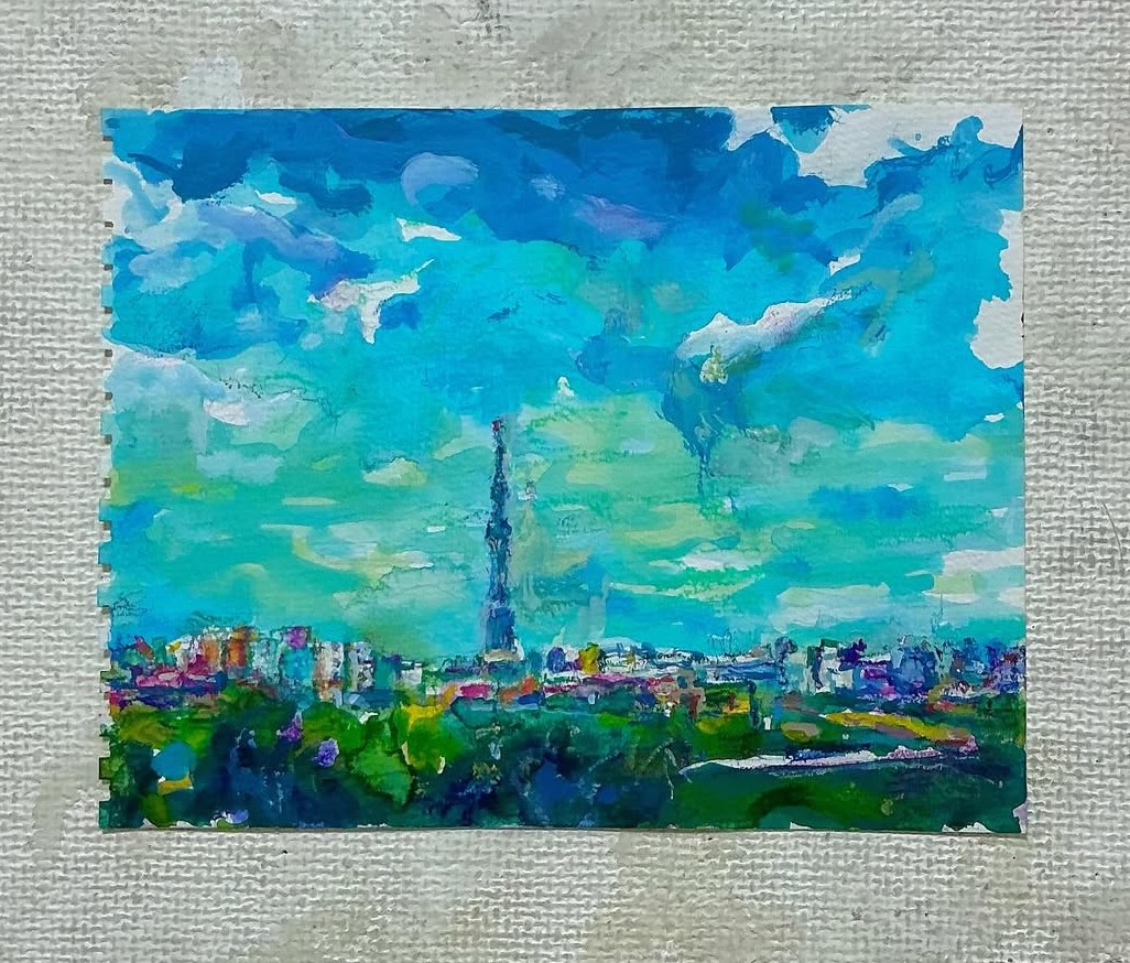 HirotaKazunari's tweet image. 「CITY-ｄ2601~2604] : 各14x18cm  紙にアクリル、クレヨン、色鉛筆 2026  #artwork #landscape #city #街 #風景画