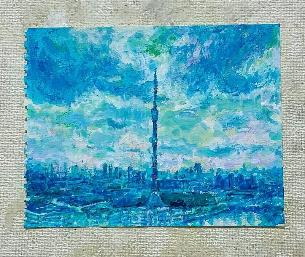 HirotaKazunari's tweet image. 「CITY-ｄ2601~2604] : 各14x18cm  紙にアクリル、クレヨン、色鉛筆 2026  #artwork #landscape #city #街 #風景画