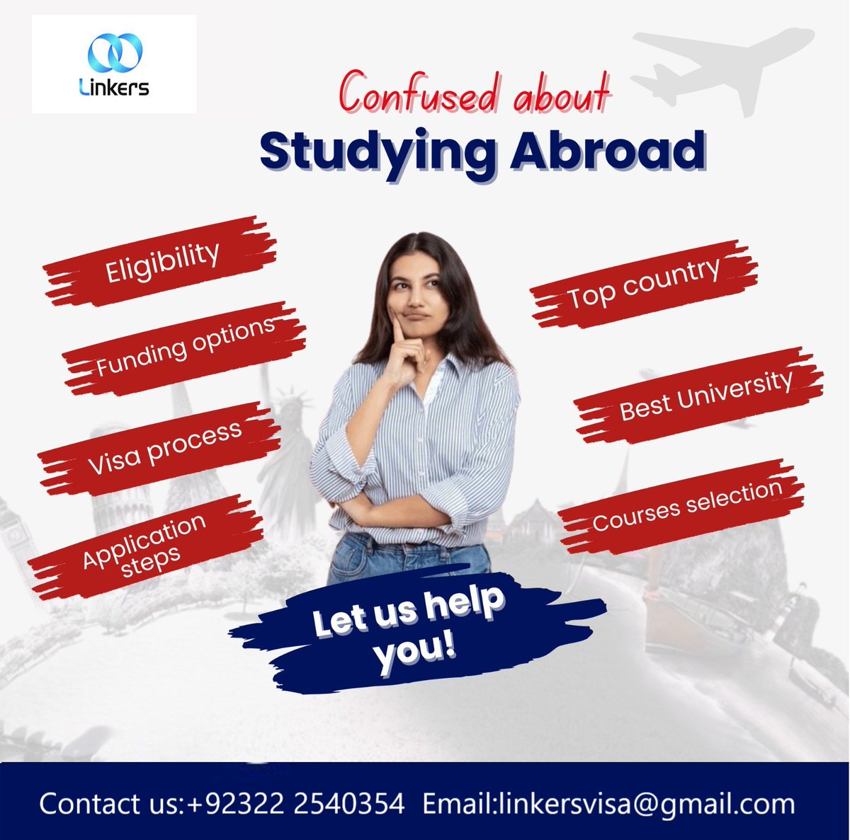 EraasAdvisor's tweet image. Thinking of studying abroad? With  Linkers Visa, the world is within your reach!
We help you apply to leading destinations like the USA, UK, Australia, Canada, Japan, New Zealand, and top European countries. 🎓
Contact us:+ 0322 2540354
#StudyAbroad #studyoverseas #StudentVisa