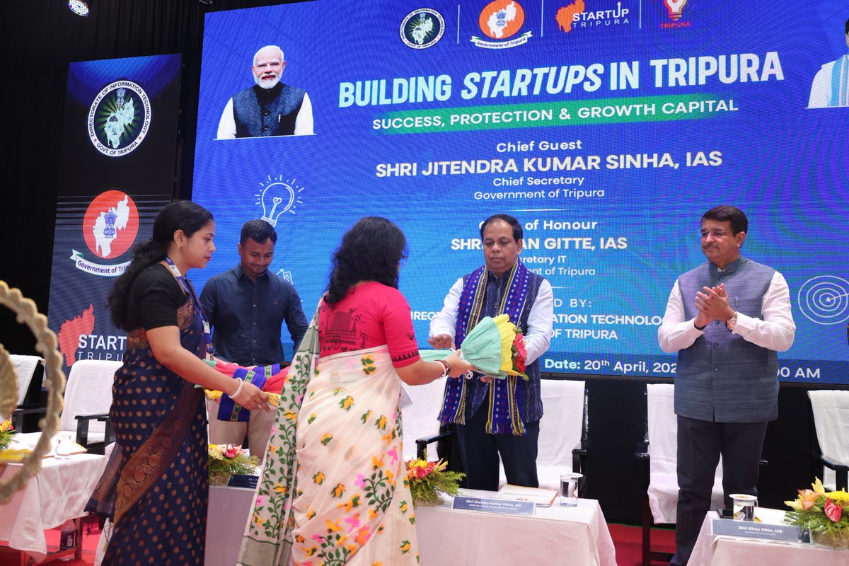 ITTripura's tweet image. Inspired by the #StartupIndia initiative PM Shri Narendra Modi, the Government of Tripura—under the leadership of #TripuraCM Prof. (Dr.) Manik Saha and the guidance of IT, Finance &amp;amp; P&amp;amp;C Minister Shri Pranajit Singha Roy—is consistently strengthening and nurturing the state’s