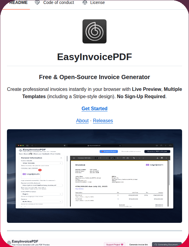 tom_doerr's tweet image. Browser-based invoice generator with live preview and templates

github.com/VladSez/easy-i…