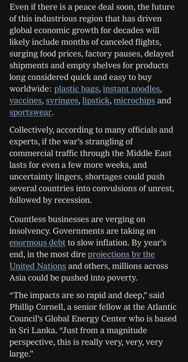 elerianm's tweet image. You’ve heard me warn about the vulnerability of several Asian economies to the fallout from the Middle East War, though I haven’t gone as far as this latest analysis in the NYT.
#economy #markets #asia @nytimes #middleeastwar