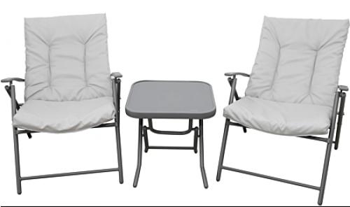 Salon de jardin en métal coloris gris avec coussins - 2 personnes à 69E port compris au lieu de 89E @e.Leclerc serialdealer.fr/deal-103024.htm #bonplan