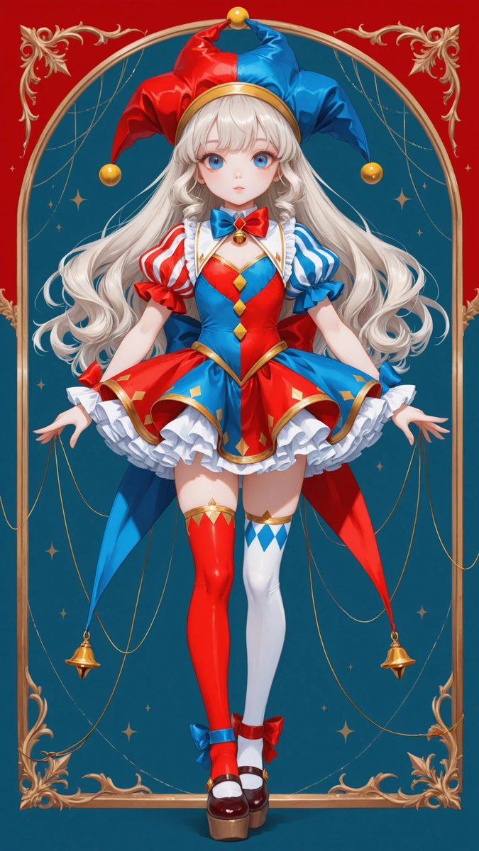 AliceLavli's tweet image. ピエロな衣装プロンプトをどうぞ✨
two piece jester inspired sweet lolita outfit, cream base color with muted red, warm brown and soft beige accents, short puffed dress with very voluminous balloon skirt silhouette, bodice fitted with decorative round buttons in vertical alignment,
