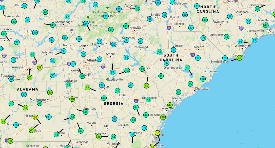 BrandonWxWCHS's tweet photo. Chilly temps have invaded the Deep South this morning also 🥶
Patchy frost a distinct possibility across portions of Georgia, South Carolina and North Carolina.
Pretty impressive for late-April, especially after a long stretch of summerlike weather recently.
#wundermap #weatherunderground