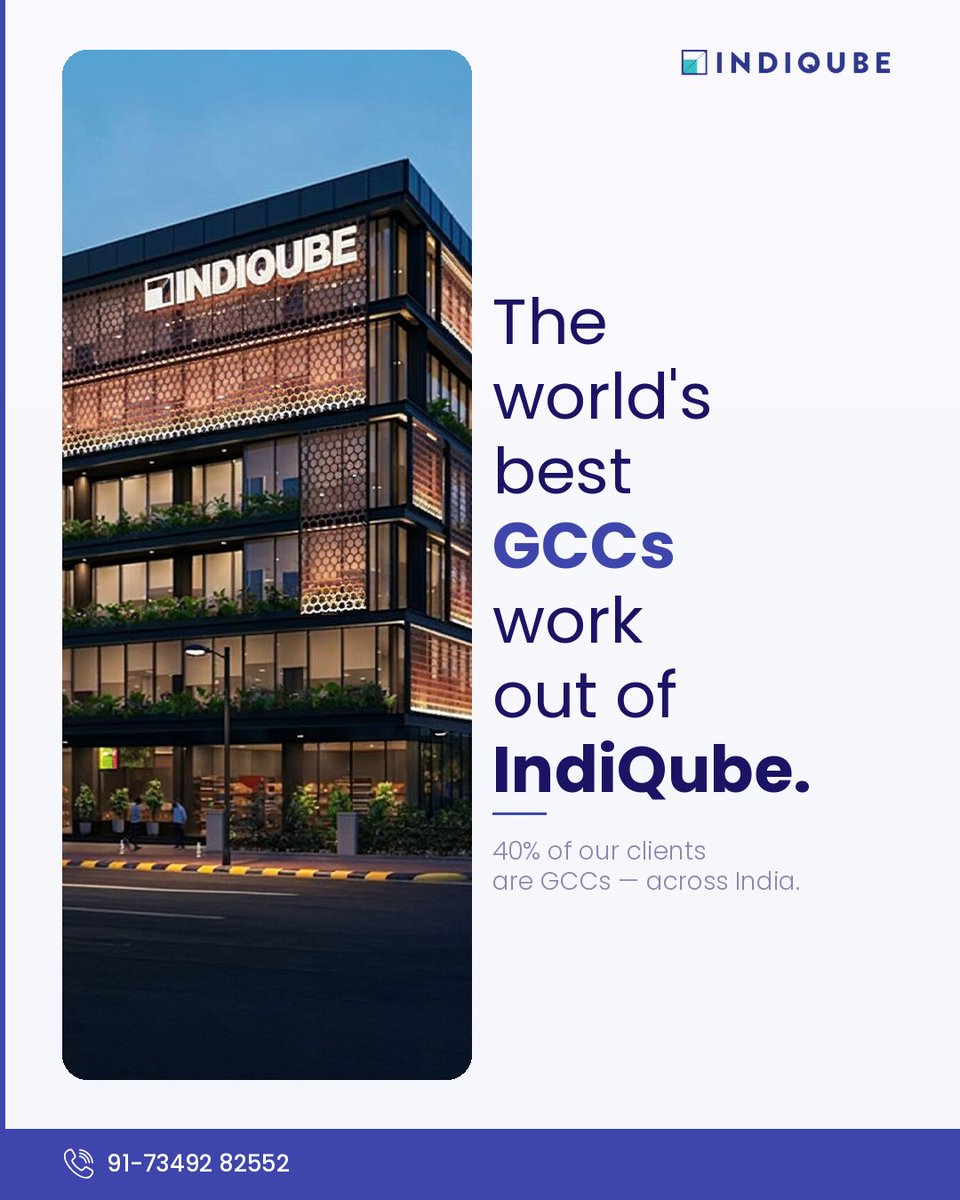 indiqube's tweet image. 4 in 10 of our clients are GCCs

We've built our spaces and services around what they need and kept refining ever since.

#IndiQube #GCC #ManagedOffices