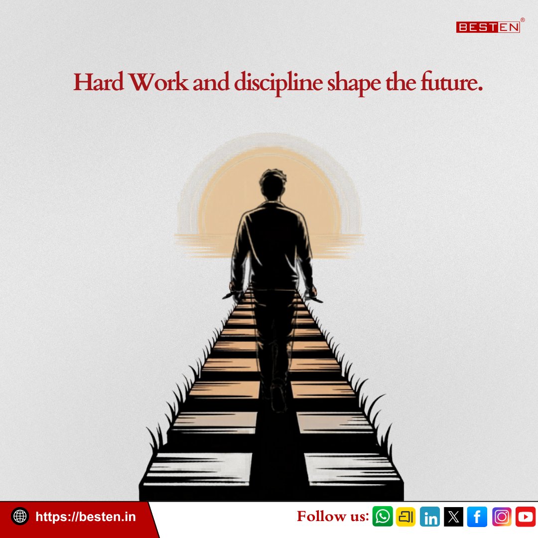 BestenIndia's tweet image. Hard work and discipline create success. Stay focused and keep moving forward.
Visit us: besten.in
#HardWork #Discipline #Success  #StayFocused #FutureGoals #Inspiration #BestenIndia