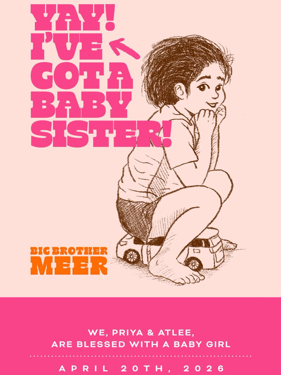 Telugu70mmweb's tweet image. Director #Atlee and #PriyaAtlee Blessed With Baby Girl ❤️