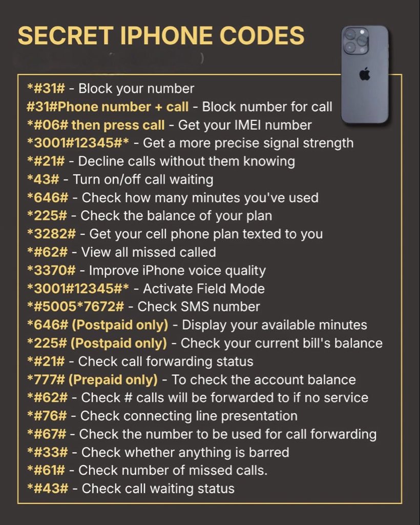 letslearnX's tweet photo. Secret iPhone codes. https://t.co/uy0S7dhHIT