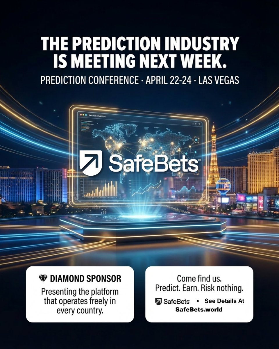 SafeBetsWorld's tweet photo. What happens when the smartest predictors in the world get in the same room? We're about to find out. 

SafeBets is a Diamond Sponsor at the Prediction Conference in Las Vegas, April 22-24.

Come see why we're the platform EVERYONE is about to be talking about. https://t.co/3ScdqKAl17