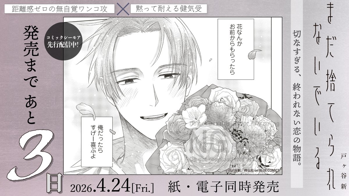 「 ✦. ˚ 🐈‍⬛発売まであと𝟑日🌙 ˚ .✦」

↱ 💍𓈒⋆𝟒.𝟐𝟒 𝒐𝒏 𝒔𝒂𝒍𝒆 ♡ ❏
#戸ヶ谷新 (@inu_sachiare)
『#まだ捨てられないでいる』

5年の片想い。
しかし、親友は結婚していて──。

▽シーモアにて先行配信中 ♡ˊ˗ 