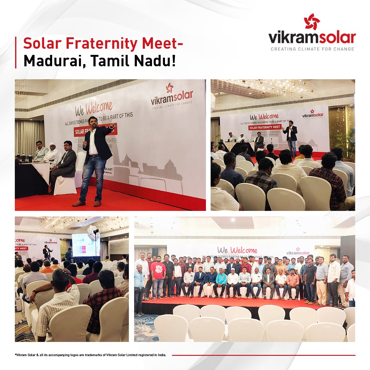 VikramSolar's tweet photo. Vikram Solar Dealer Meet, Madurai | 100+ partners, one goal: growth &amp; clean energy.

#VikramSolar #SolarEnergy
#DealerMeet #ChannelPartners #CreatingClimateForChange https://t.co/8imXLeCZvT
