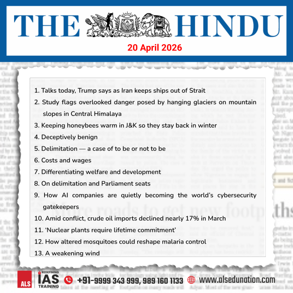 ALS_IAS's tweet image. The Hindu- April 20, 2026

#Thehindu #UPSCNewspaper #CurrentAffairs #DailyCurrentAffairs #UPSCPreparation #IASPreparation #CivilServicesExam #ALSIAS #IAS #UPSC #civilservices #civilservicesexam #UPSCaspirants #NewsAnalysis