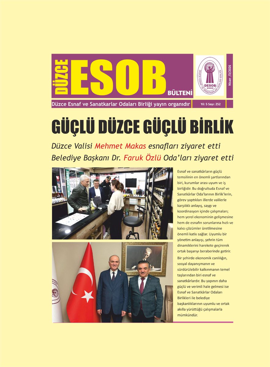 Düzce Esnaf ve Sanatkarlar Odaları Birliği tweet media
