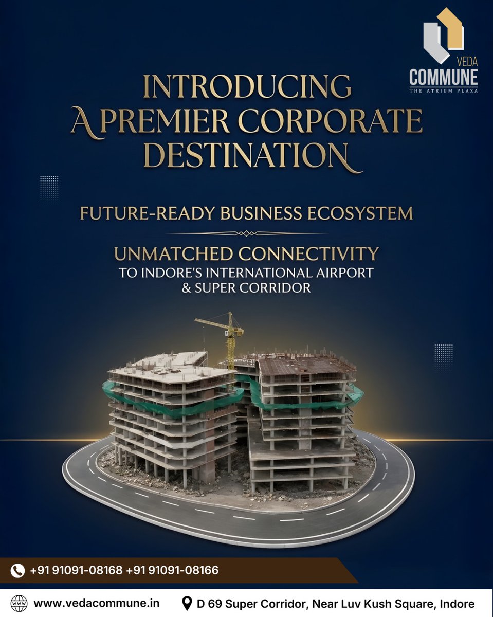 CommuneVed22726's tweet image. Introducing a Premier Corporate Destination—
A future-ready business ecosystem with seamless connectivity to Indore’s International Airport &amp;amp; Super Corridor.

Visit us: vedacommune.in

#UpcommingVedacommuneplaza #businessopportunity #CommercialSpace