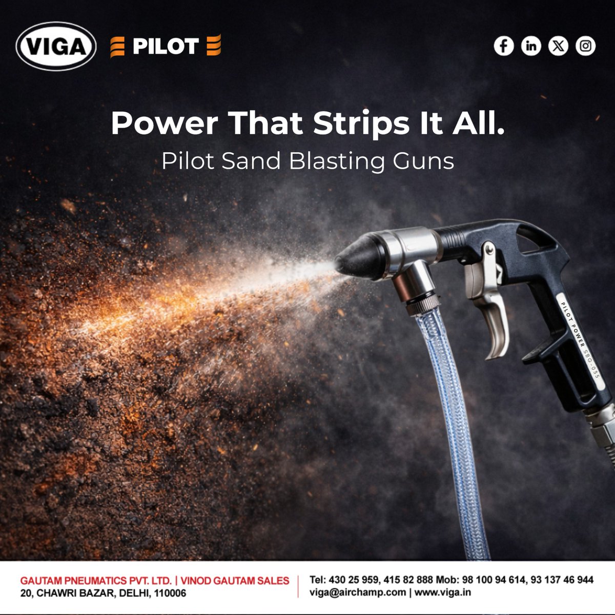 vigadotin's tweet image. Rust doesn’t stand a chance.
High-impact blasting = Faster cleaning + Better finish.
With Pilot Sand Blasting Guns.
#IndustrialAutomation #SurfacePreparation #SandBlasting #Engineering #Manufacturing #IndustrialCleaning #Automation #Industry40 #B2BMarketing #MakeInIndia #viga