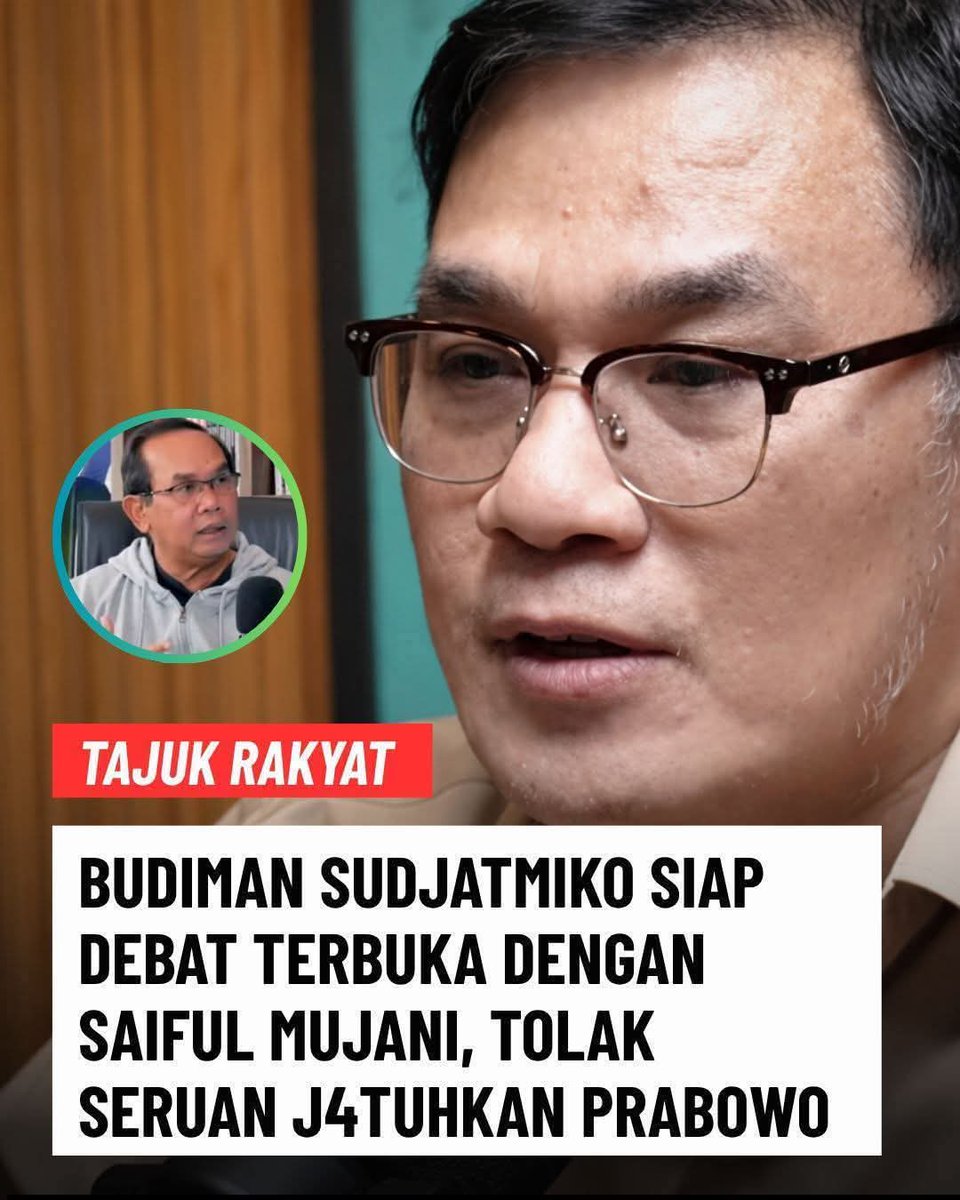 icatwps's tweet photo. Budiman Sudjatmiko siap debat terbuka dengan Saiful Mujani, tolak seruan lengserkan presiden Prabowo Subianto #Gerindra 😀😂😁

@budimandjatmiko @saiful_mujani @saifulmujani @prabowo @Gerindra @mohmahfudmd @dennyindrayana @Yusrilihza_Mhd @PUKAT_UGM @YLBHI @PBHI_Nasional @GunRomli https://t.co/VLzdo119iI