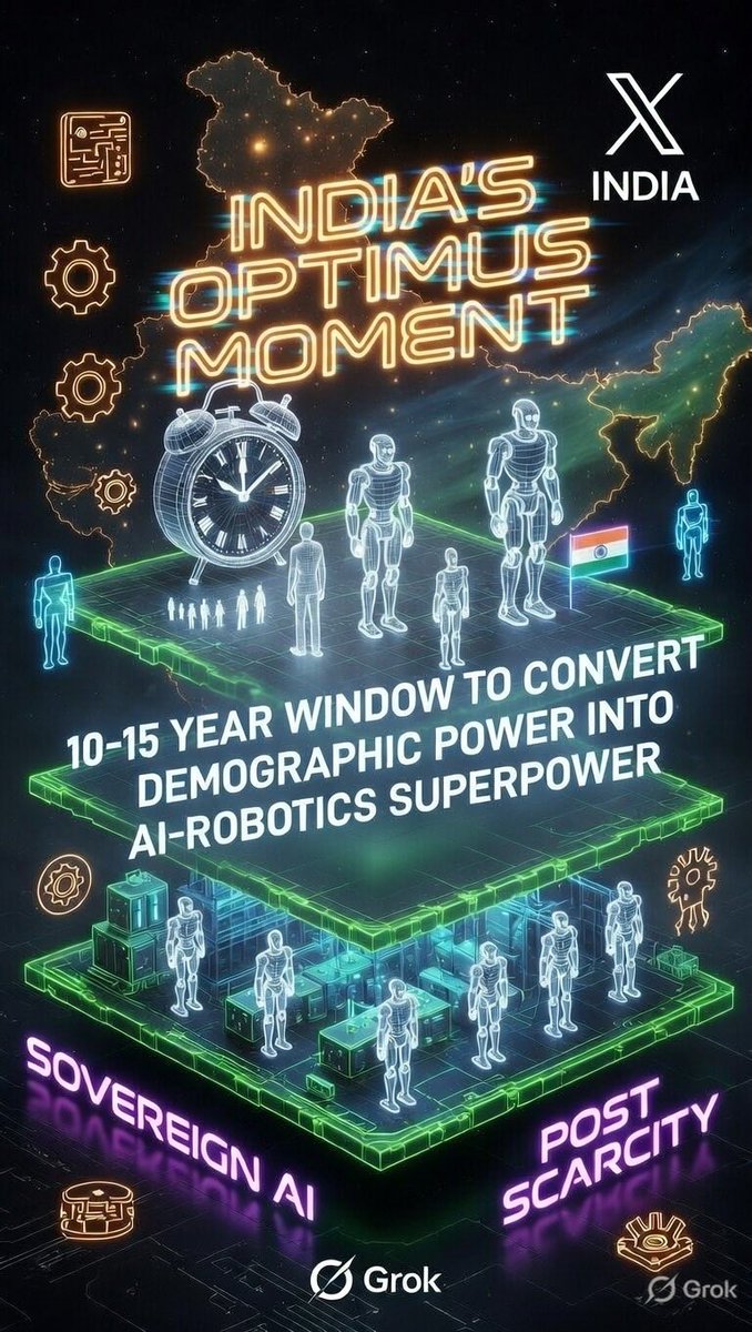 TKParasuraman's tweet image. #Sovereign AI

With
# Truth seeking
# Curious
# Beauty

To create "Bharat of Abundance" 

Leveraging Demography of 600+ Mil Youth to create "Global Manufacturing  hub" 

With Skyrocketing Quality of lives for 140Cr + 

By reversing the  "Huge Wealth Divide"

#ViksitBharat 2047