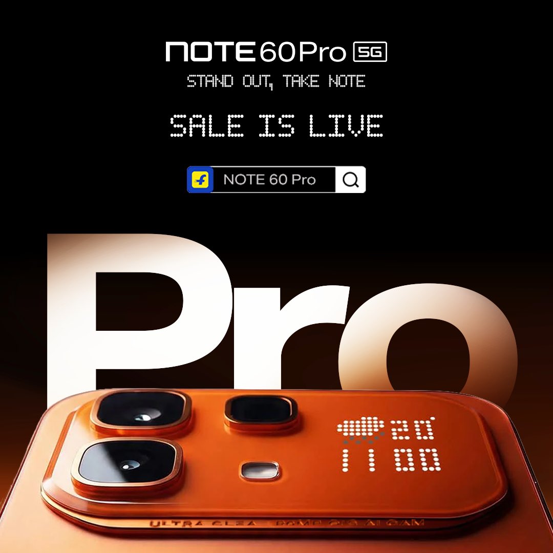 InfinixIndia's tweet image. The sale is LIVE 🛒

Infinix Note 60 Pro is now available and that too with exclusive Day 1 offers on Flipkart😳

Check it out: tinyurl.com/Note-60-Pro 

And don’t wait, because these are going off the shelves like a PRO 😏

#StandOutTakeNote #TakeNote