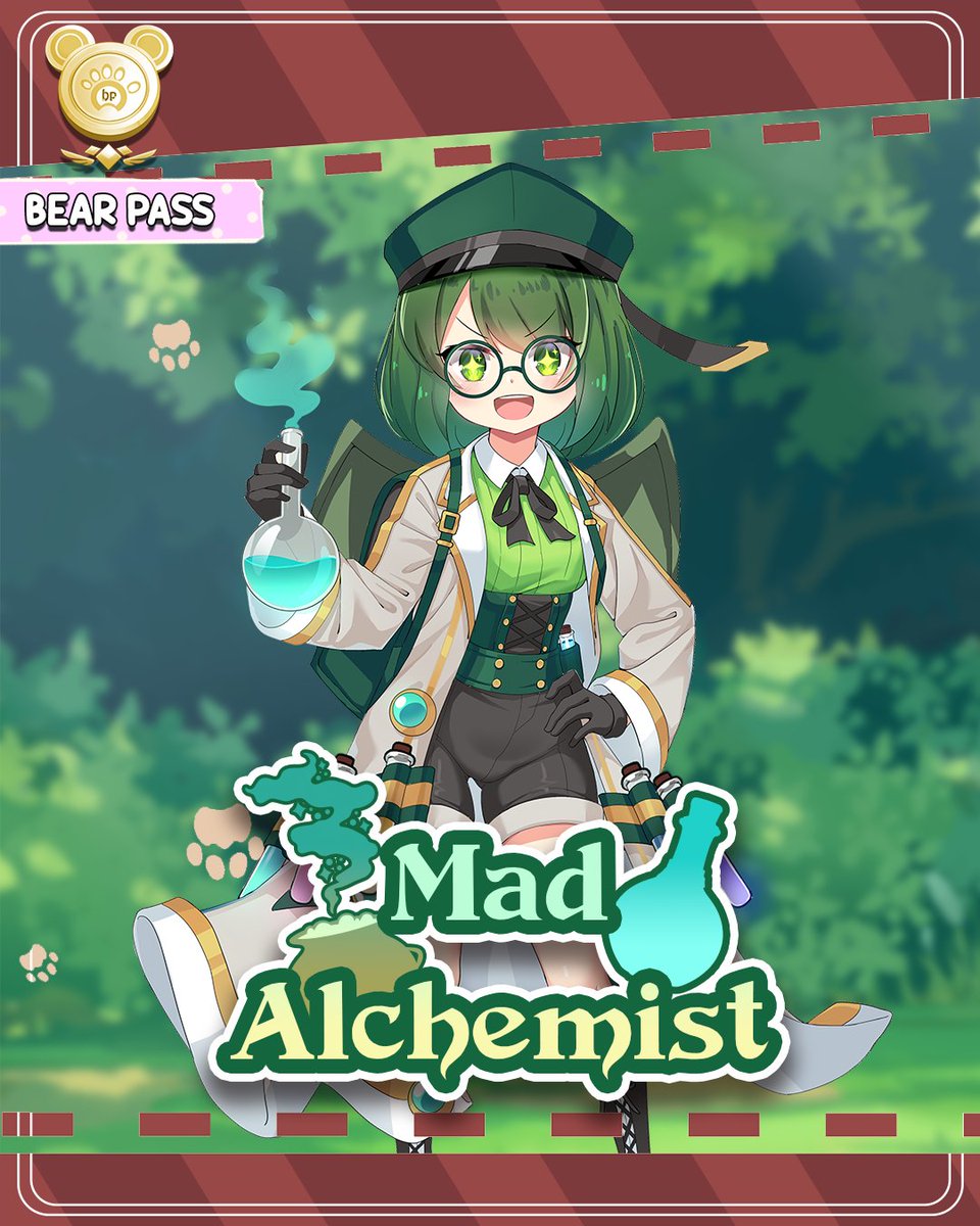 hiclaystudio's tweet photo. [Bear Pass Update]
Bear Pass has been updated! 
This season's Special BP reward is Nui's skin [Mad Alchemist]! 
You can find more info for the Bear Pass in game.
#pandaclip
#pandacliptheblackthief https://t.co/n2pQrOOurv
