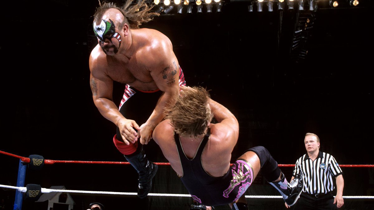 WWFWrestling1's tweet image. 📸 Photos from the WWF tag team title match at In Your House 14. April 20, 1997. 🏡 #WWF #WWE #InYourHouse #OwenHart #BritishBulldog #LegionofDoom