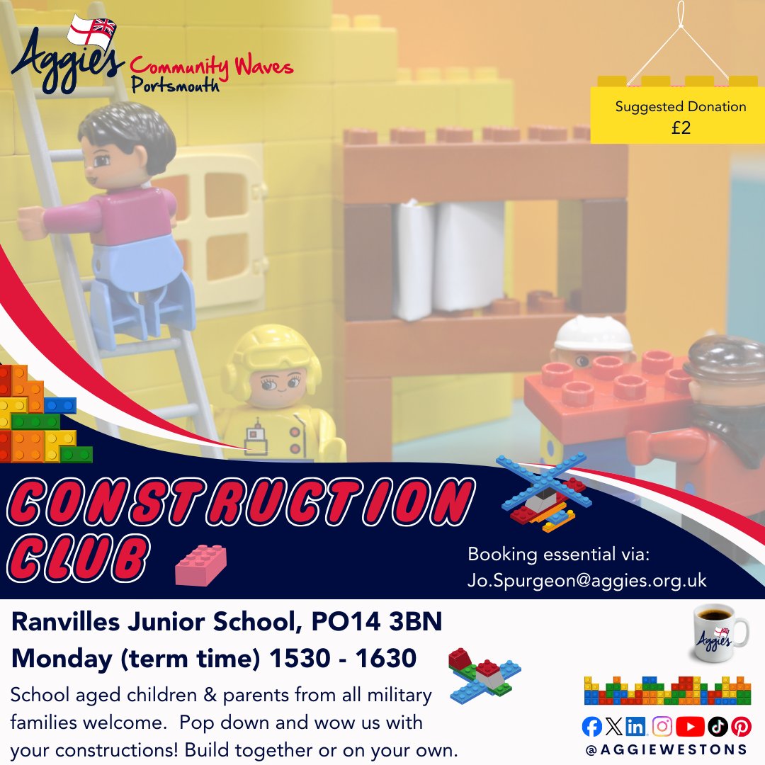 Aggie_Westons's tweet image. 📢  Today with our Community Waves Portsmouth team!  

Join in the fun with your little ones at RhymeTime &amp;amp; Play at the Crossley Centre.

Looking for something for older ones?  Pop down to Construction Club @ Ranvilles Juniors after school! 

#Portsmouth #RoyalNavy #RNCommunity