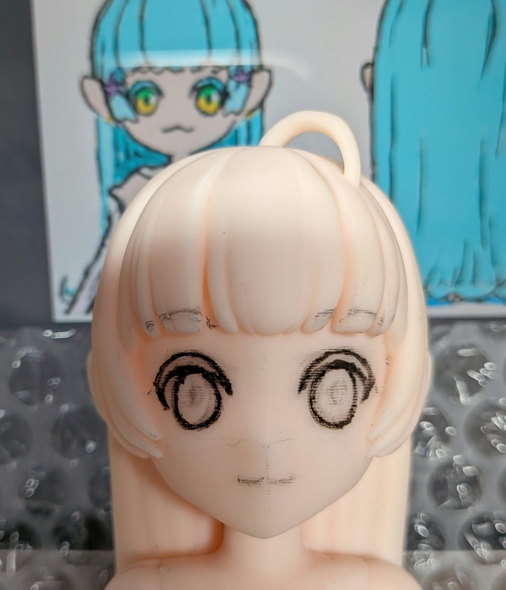 mirin_order's tweet photo. 下書きから下書き。顔の中央に寄せたつもりだったけれど、写真で見るとのっぺり違うように見える。立体難しい。 https://t.co/MlnvMAiMsa