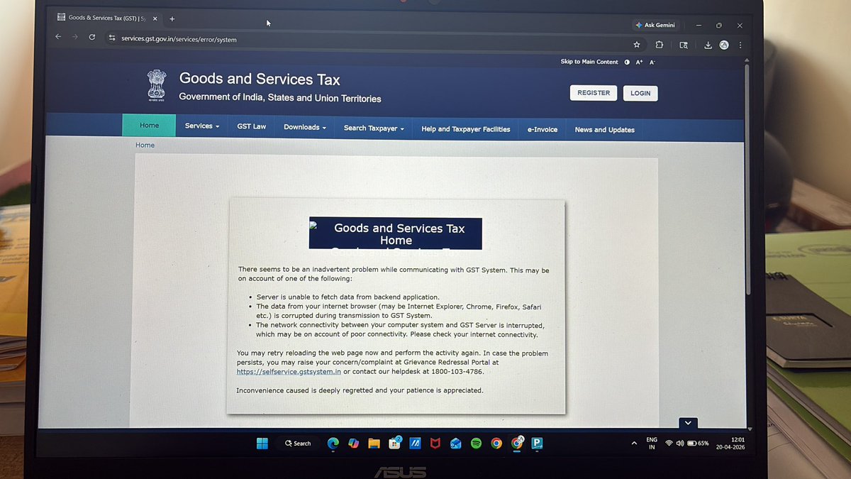 Neo0193's tweet image. Gst portal down again. 
#incometax #gst #fmindia #ca #icai