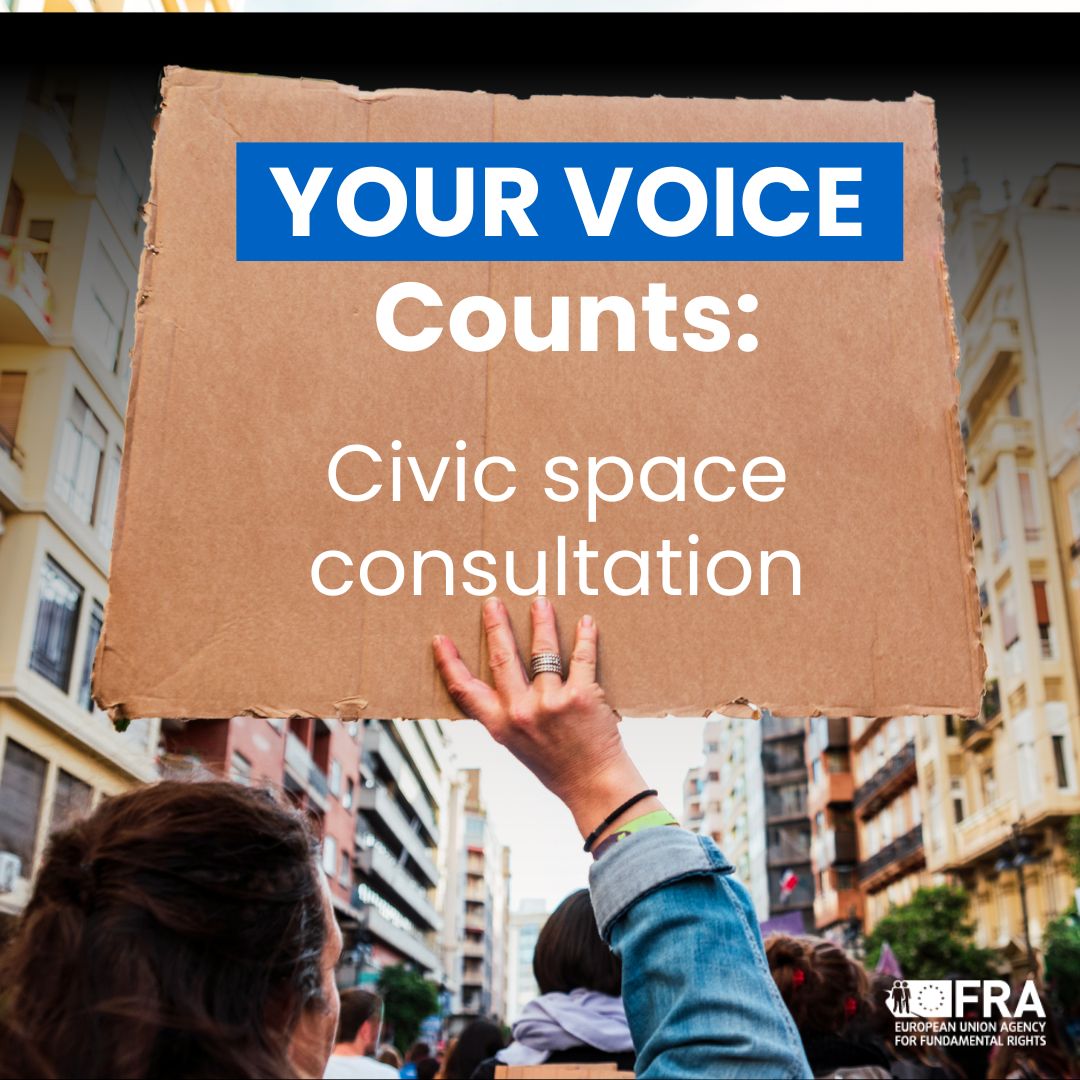 EURightsAgency's tweet image. 📣 The @EURightsAgency annual #CivilSociety consultation is open!

🌍 #EUHaveYourSay - We welcome views from #HumanRights organisations across the EU, Serbia, Albania &amp;amp; North Macedonia about your #CivicSpace challenges.

📅Closes 10 May

🔗 link.europa.eu/844FDC