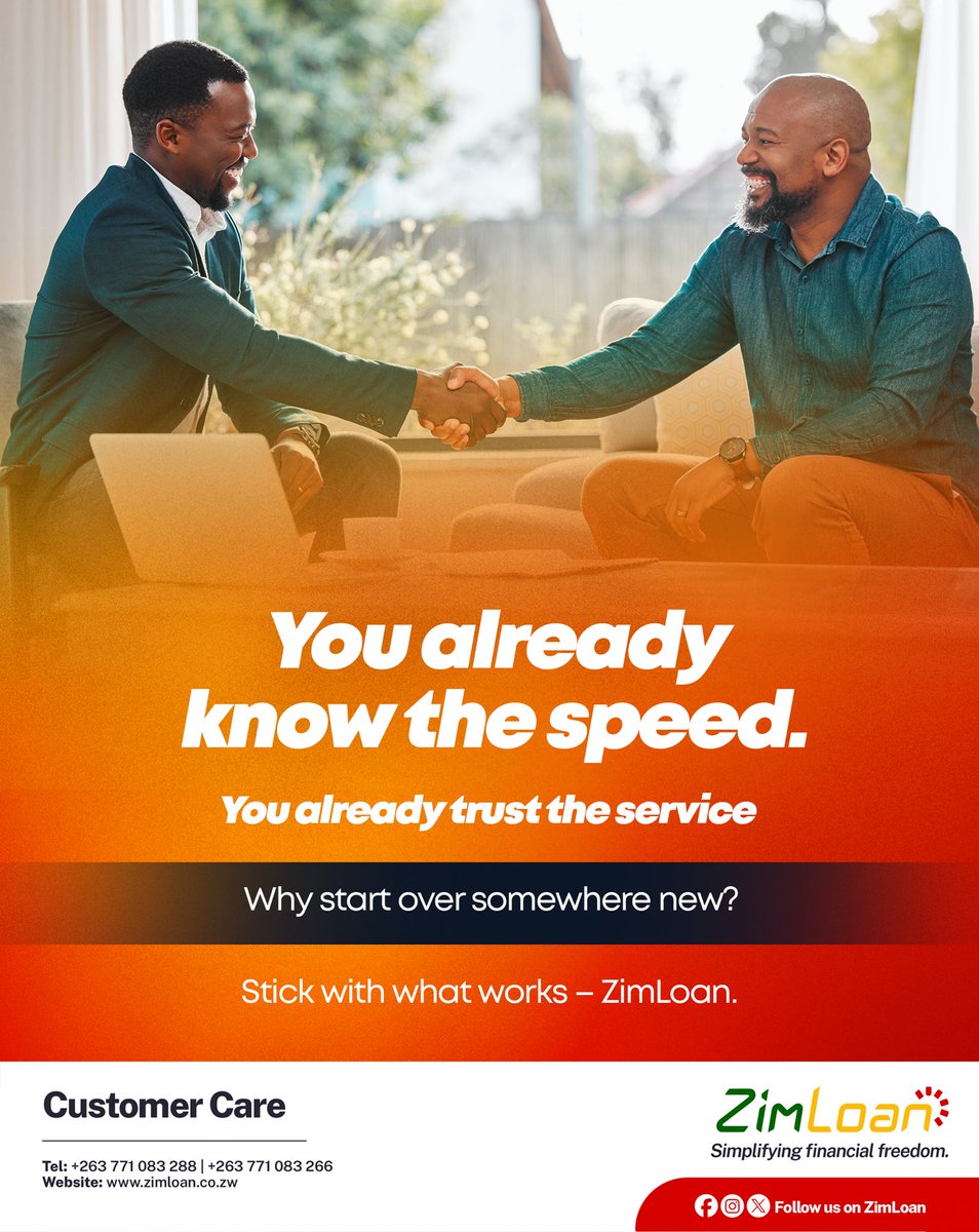 Fast, reliable, and always there. That’s the ZimLoan you’ve counted on. Keep the momentum going – for your next goal, your next need, your next win.

Continue with confidence:
zimloan.com/?umt=FB_Boost1

#ZimLoan #KeepGoing #TrustedPartner #RepeatClient #StayWithUs