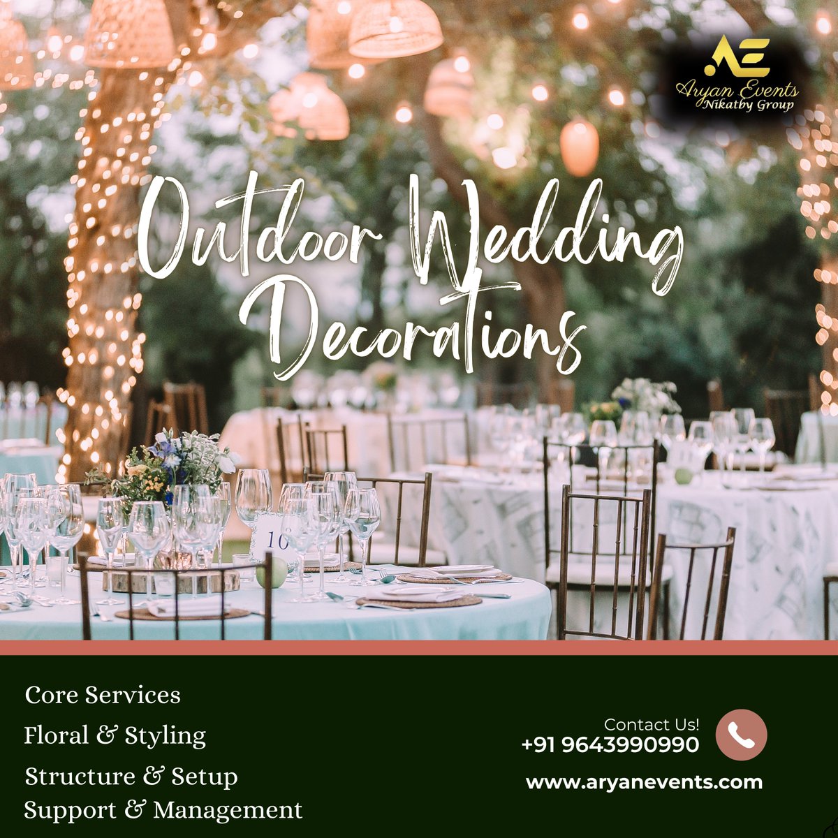 aryaneventindia's tweet image. 💐 Make your special day magical with Aryan Events!
Beautiful outdoor wedding decorations with complete setup &amp;amp; management ✨
🌐 aryanevents.com 
| 📞 +91 9643990990 
#AryanEvents #WeddingDecor #OutdoorWedding #WeddingPlanning #EventManagement #IndianWeddings