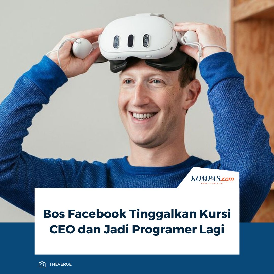 kompascom's tweet image. CEO Meta, Mark Zuckerberg rela "turun gunung" meninggalkan meja kebesarannya, dan memindahkan ruang kerjanya agar bisa ikut coding langsung bersama para periset AI.

👉🏻Baca selengkapnya tekno.kompas.com/read/2026/04/1…

~AM #MarkZuckerberg #Facebook #Programmer