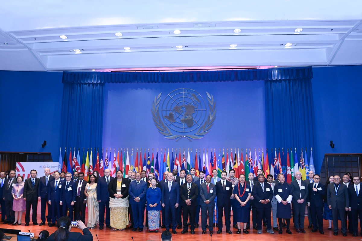 Bayramov_Jeyhun's tweet photo. It was an honour to Chair 82nd session of @UNESCAP in Bangkok and deliver an address on behalf of His Excellency the President of the Republic of Azerbaijan.

Under the theme “Leaving no one behind: advancing a society for all ages,” we reaffirm our commitment to people-centred development.

Azerbaijan continues to advance inclusive growth through expanded education & healthcare, digital transformation, AI initiatives, clean renewable energy, and enhanced connectivity via the Middle Corridor.

Having successfully hosted #COP29 in Baku and secured new climate finance commitments, we call for practical investments to bring affordable clean energy to all communities across Asia and the Pacific.

Peace, stability, South-South cooperation and regional solidarity remain essential.

No country can face today’s challenges alone.

As Chair, Azerbaijan will work constructively with all partners for meaningful, results-oriented outcomes that build a more inclusive and resilient Asia-Pacific.

#UNESCAP #AsiaPacific #SustainableDevelopment