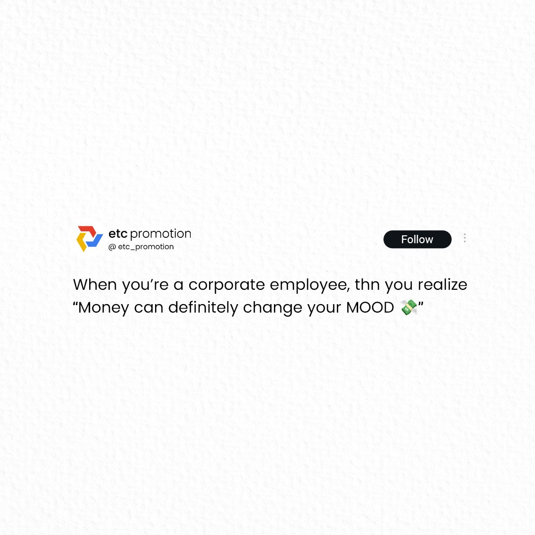 EtcPromotion's tweet photo. Corporate life hits different 😂

#CorporateLife #OfficeLife #SalaryDay #MoneyMatters #WorkLife #CorporateHumor #WorkingProfessionals #JobLife #OfficeMood #CorporateWorld #WorkMotivation #EmployeeLife #etcpromotion https://t.co/OGY9LRyHSp