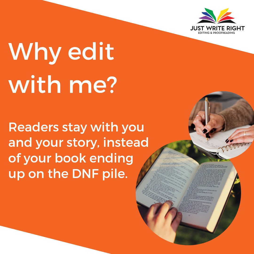 JustWriteRight's tweet photo. 📖 Why choose me as your editor?

✅ You want a book that your readers engage with
✅ You want a book that readers can't stop reading 
✅ You want characters that readers fall in love with

Find out about working with me through a free sample edit. Visit https://t.co/RRKMJuVs2Y https://t.co/kAB0ITj8nE