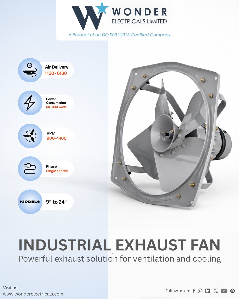 WonderLtdIN's tweet image. Powerful ventilation, built for global markets 🌍

Industrial Exhaust Fans designed for high performance, durability &amp;amp; export quality.

📩 Connect for export inquiries
.
.
.
.
#wonderelectricals #exhuastfan #industrialfan #exportquality #madeinindia