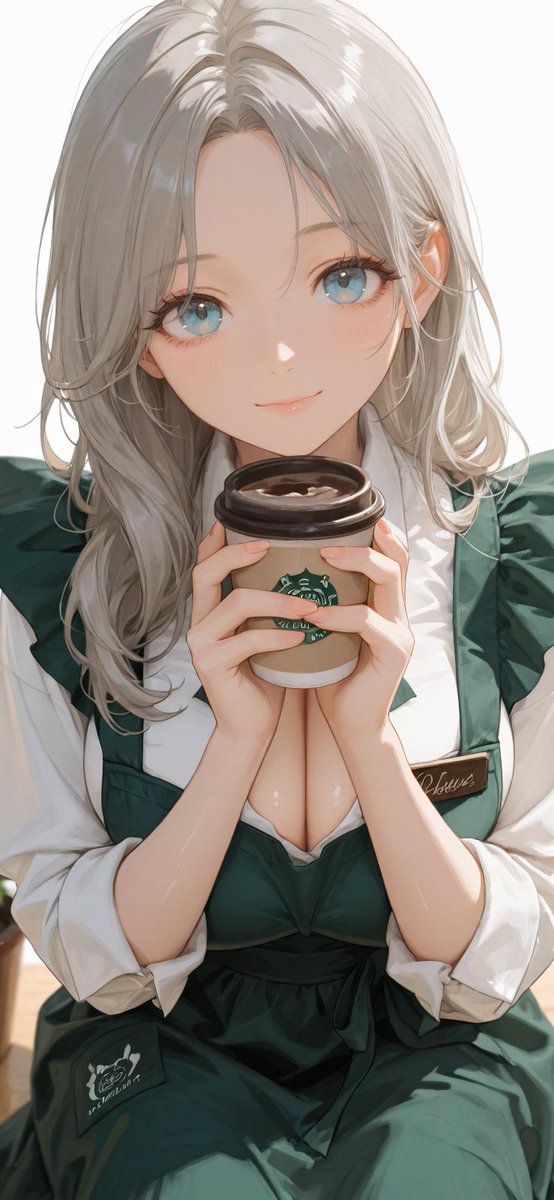 abbpc4's tweet photo. 今日は少しだけお友達のカフェのお手伝いしてきたよ～🌟
制服姿似合ってるかな？？？

SFW anime-style illustration https://t.co/V1hkWwccRs
